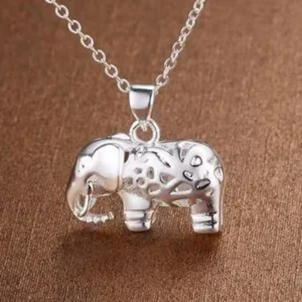 Silver Elephant Pendant Necklace